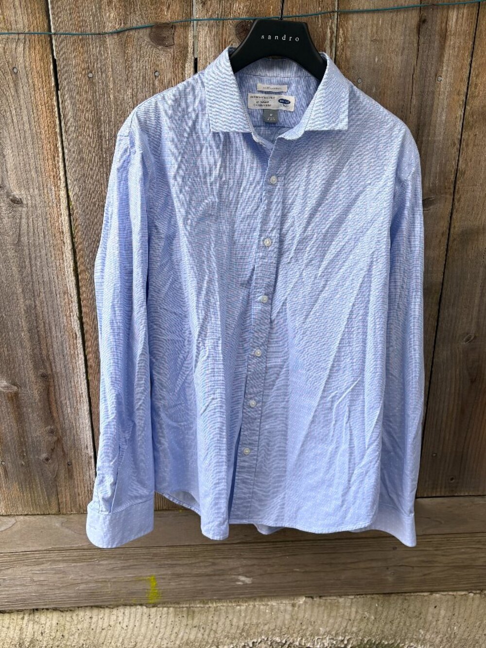 Old Navy Men’s Slim Fit Signature Shirt - Light Blue / Pink Micro Dot - Size M